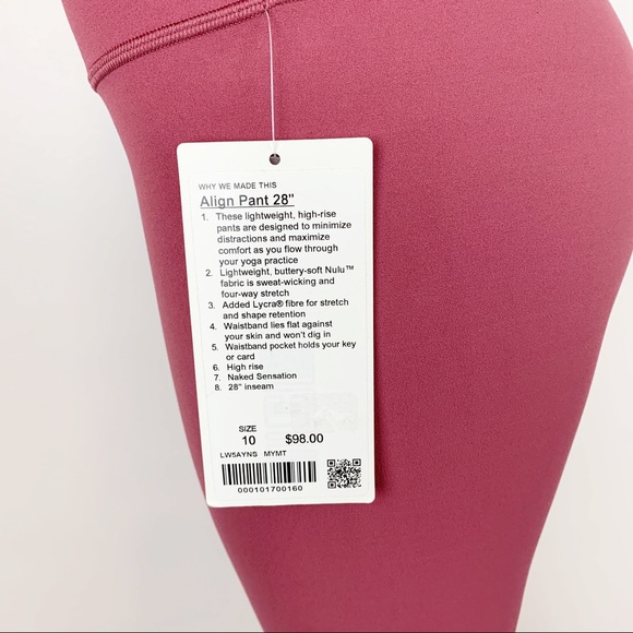 NWT LULULEMON ALIGN PANT 28”. Misty Mauve. - Picture 4 of 7